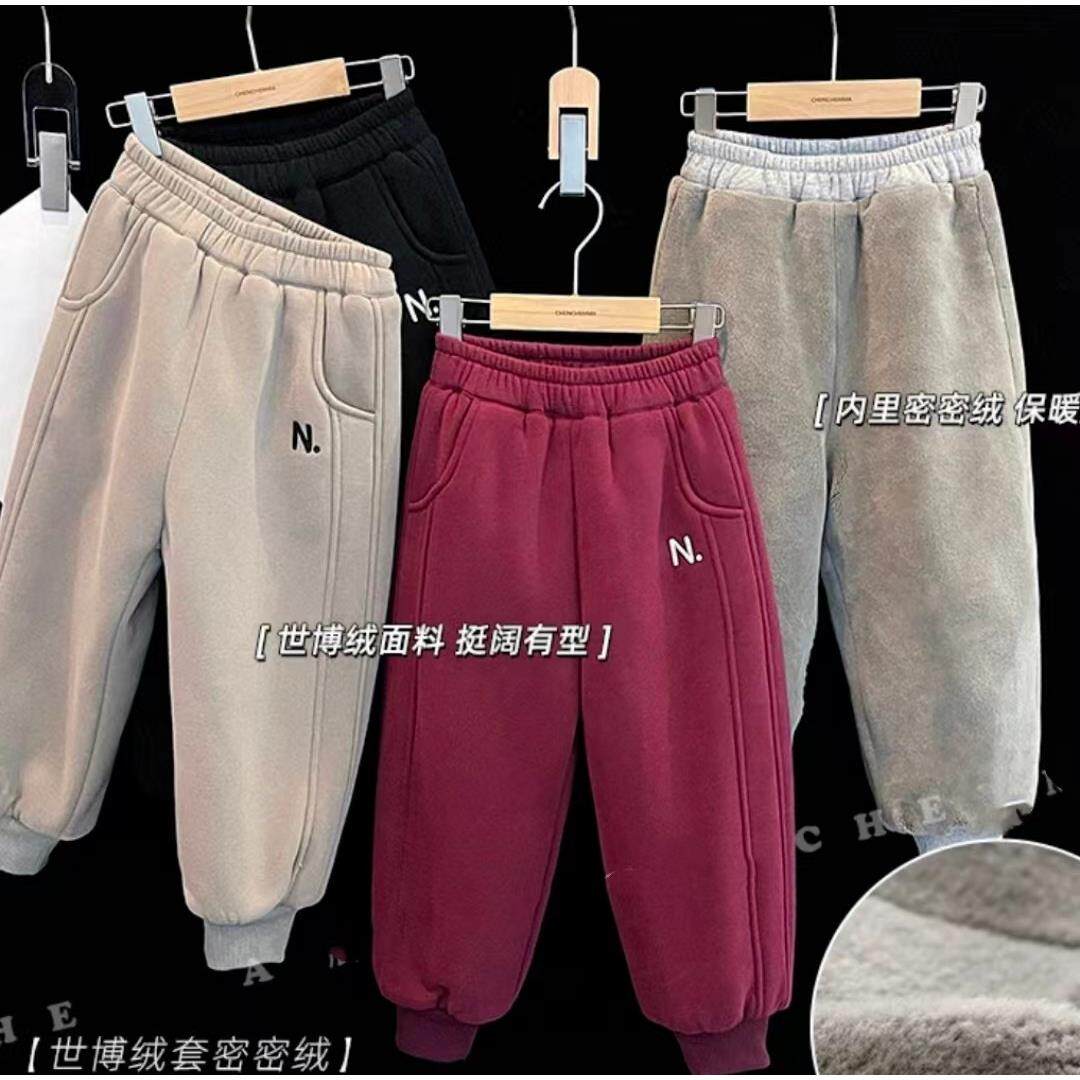 女童休闲 裤冬季新款加绒加厚外穿保暖长裤冬装运动裤过冬束脚卫
