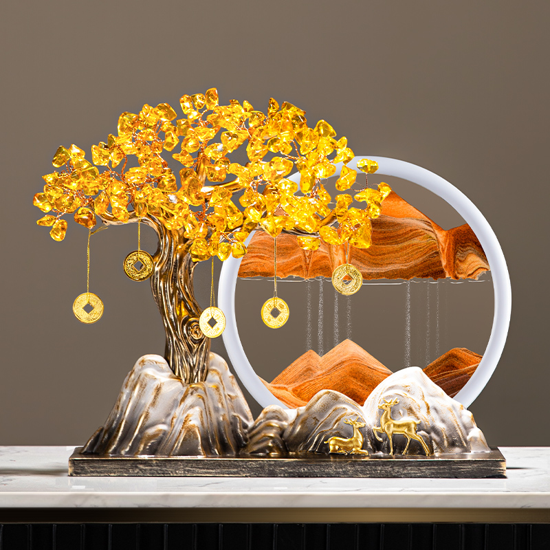 发财树摇钱树招财进宝节节高摆件流沙画玄关装饰乔迁开业大吉礼物