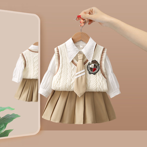 女童套装秋季2026新款宝宝韩系幼儿园衣服儿童洋气秋装女孩JK套裙