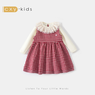 女童连衣裙2026新款洋气小公主裙子宝宝春秋时尚韩系时髦春装T恤