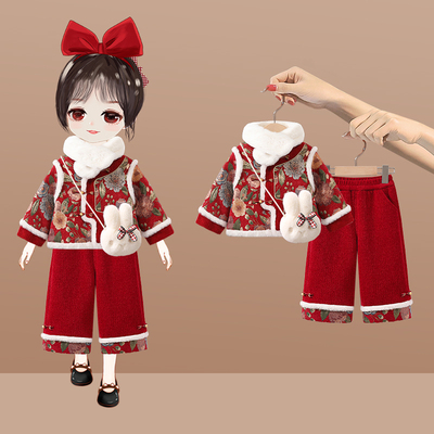 女童东北大花棉袄冬季夹棉加厚宝宝中国风过年拜年服儿童棉服外套