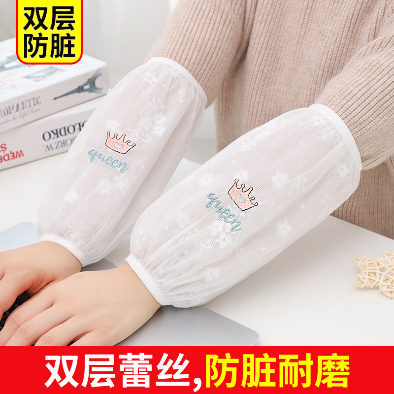 袖套女新款韩版双层蕾丝套袖成人短款工作办公室毛衣大衣专用护袖