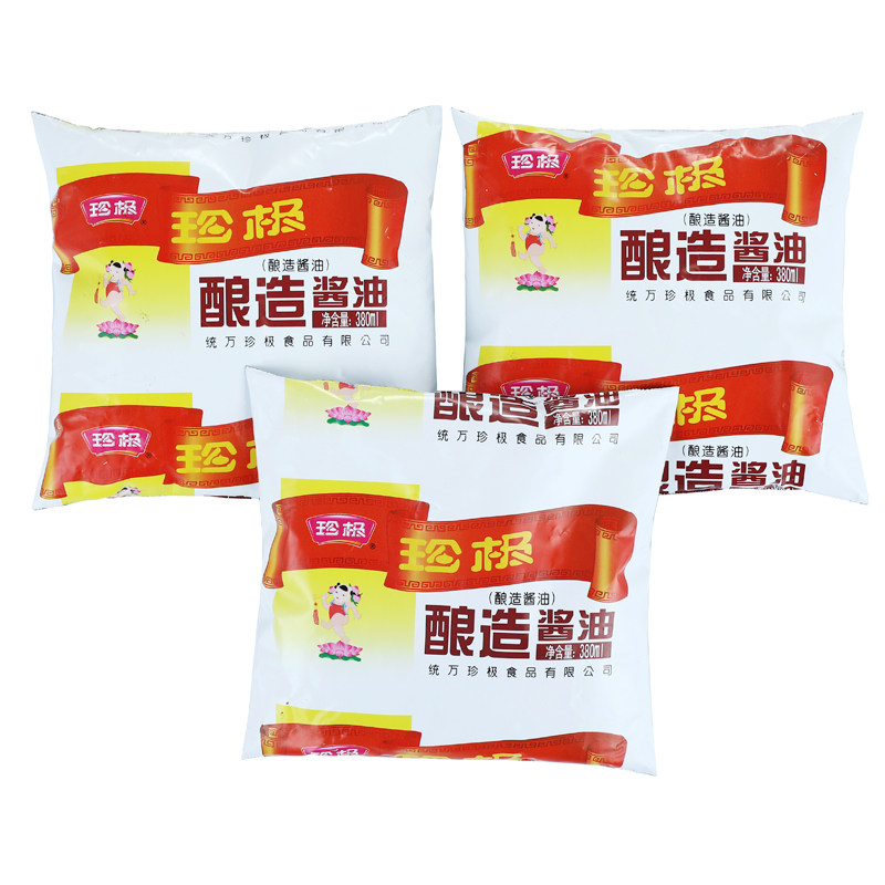 统万珍极酿造酱油380ml*10袋装 烹调凉拌佐餐调料调味品炖菜炖肉