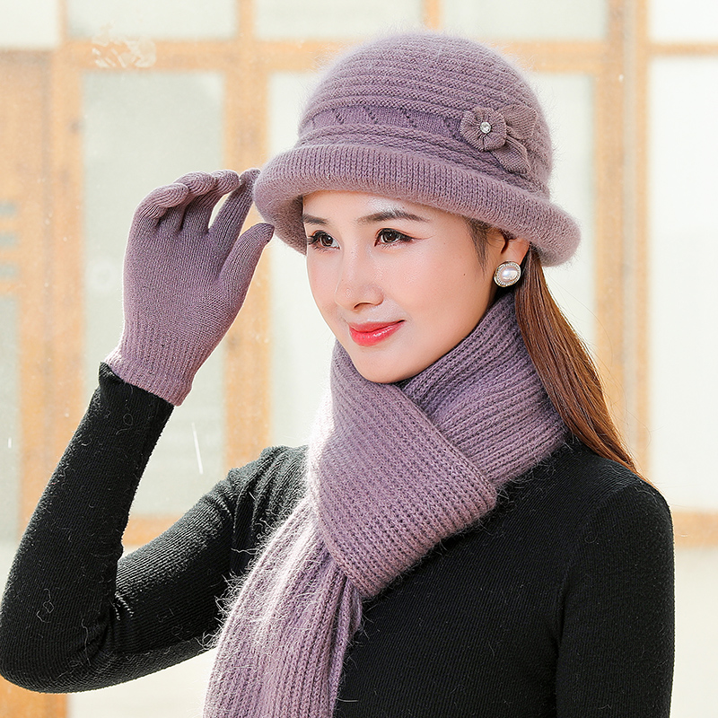 风格兔礼帽逛街优雅女冬卷边兔毛