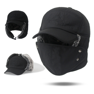 中老年人冬季骑车防风帽子男士保暖加绒护耳帽东北棉帽爸爸雷锋帽