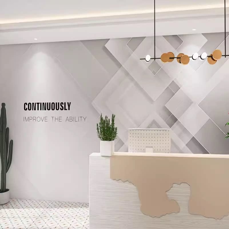 办公室前台背景墙纸现代简约大气3D立体科技几何网络主播墙布壁纸