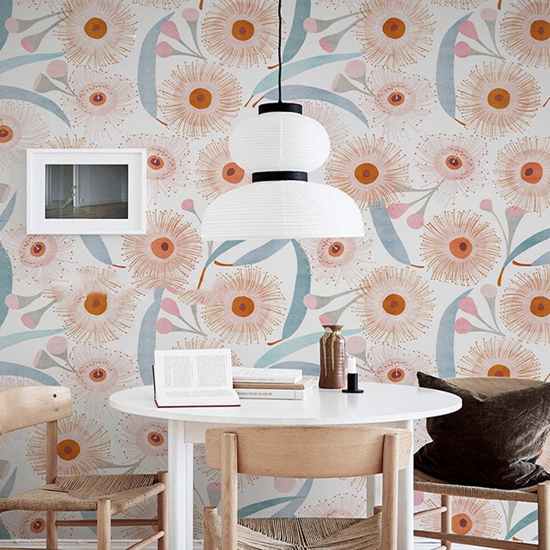 现代简约蒲公英壁纸北欧清新墙纸客厅餐厅无纺布墙布无缝定制壁画