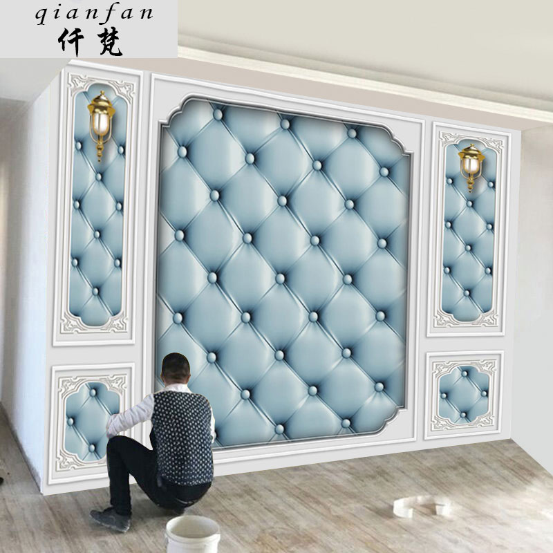 【自带边框】欧式电视背景墙壁纸软包装饰壁画墙布墙纸