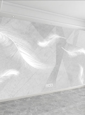 8d北欧客厅沙发墙纸几何电视背景墙壁画卧室床头墙布灰色羽毛壁纸