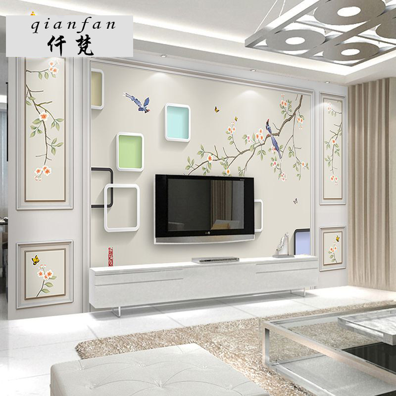 8d电视背景墙壁纸现代简约5d立体大气客厅麋鹿壁画3D家和影视墙布