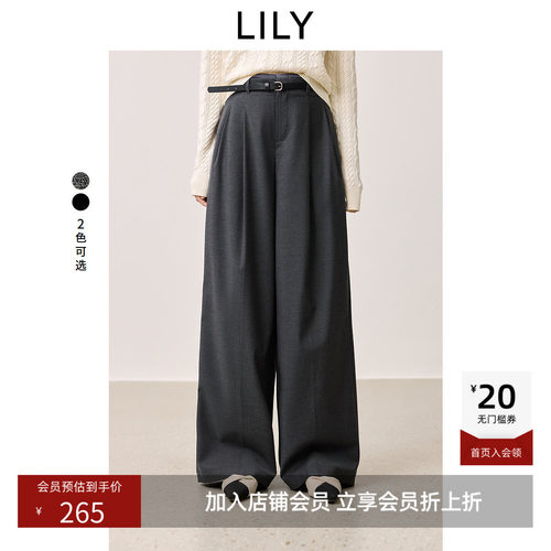 【商场同款】LILY春新款女装经典宽松休闲百搭直筒裤阔腿裤女