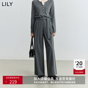 【商场同款】LILY2025秋新款女装格雷系收腰通勤阔腿裤休闲裤西裤