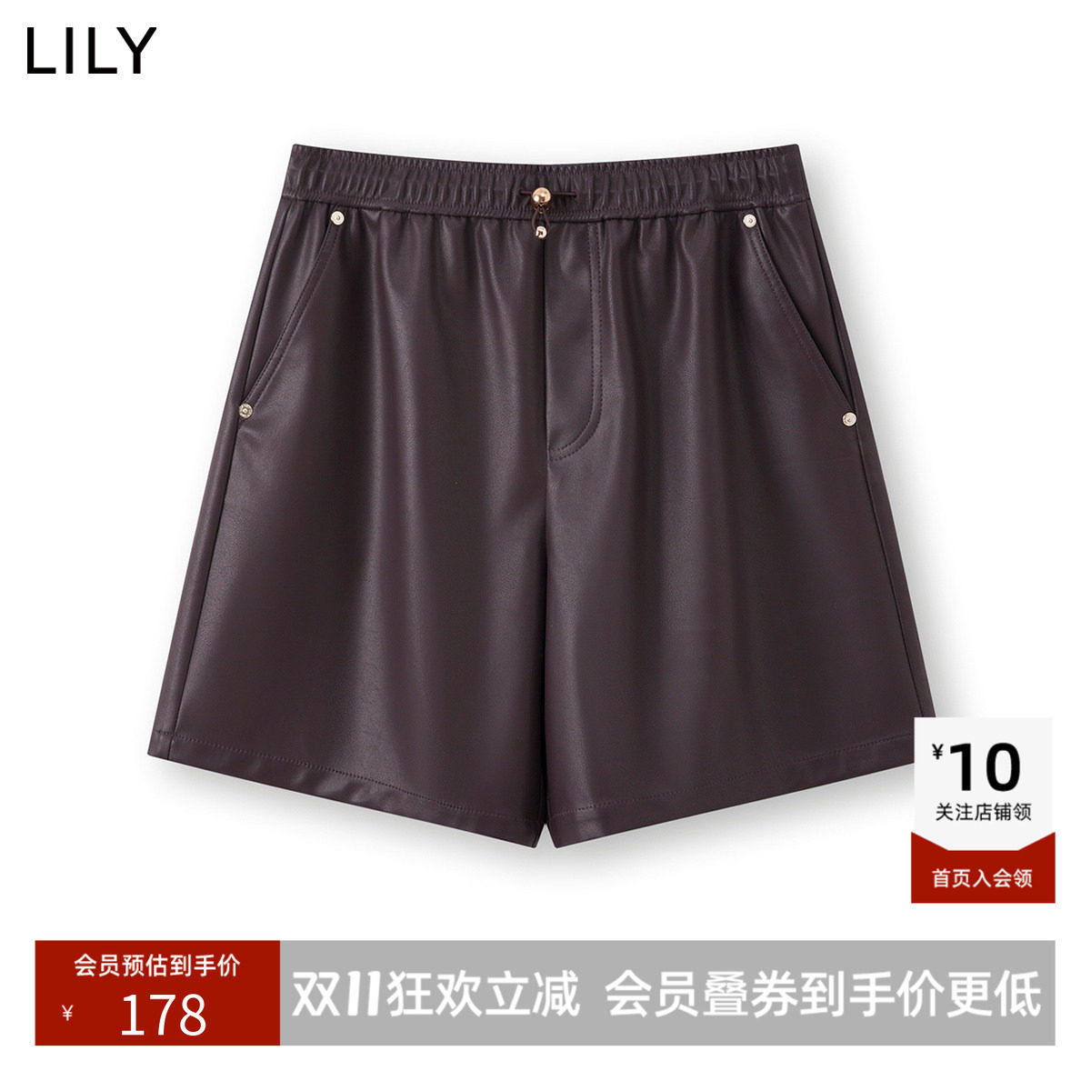 【商场同款】LILY秋新款女装复古宽松休闲通勤直筒短裤休闲裤