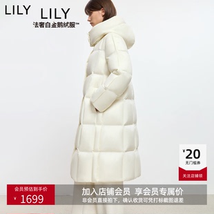 【法奢白金鹅绒服】商场同款LILY2025冬新款连帽泡芙羽绒服女长款