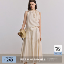LILY2025夏新款女装莫代尔混纺设计感休闲百搭无袖挂脖背心上衣