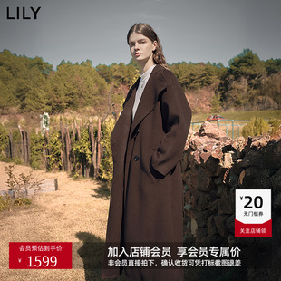 【大师法奢】烟囱领大衣LILY毛呢外套女2025冬季新款双面绵羊毛长