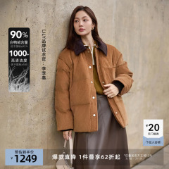 【栗子羽绒】LILY奥莱冬新款女装灯芯绒休闲鸭绒羽绒服外套女短款