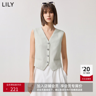 简约V领收腰百搭绿色背心西装 LILY春新款 马甲女 商场同款