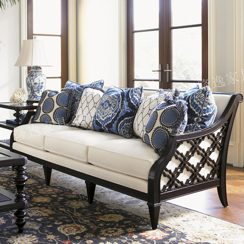 法式复古实木沙发美式乡村客厅单人沙发影楼民宿休闲沙发椅