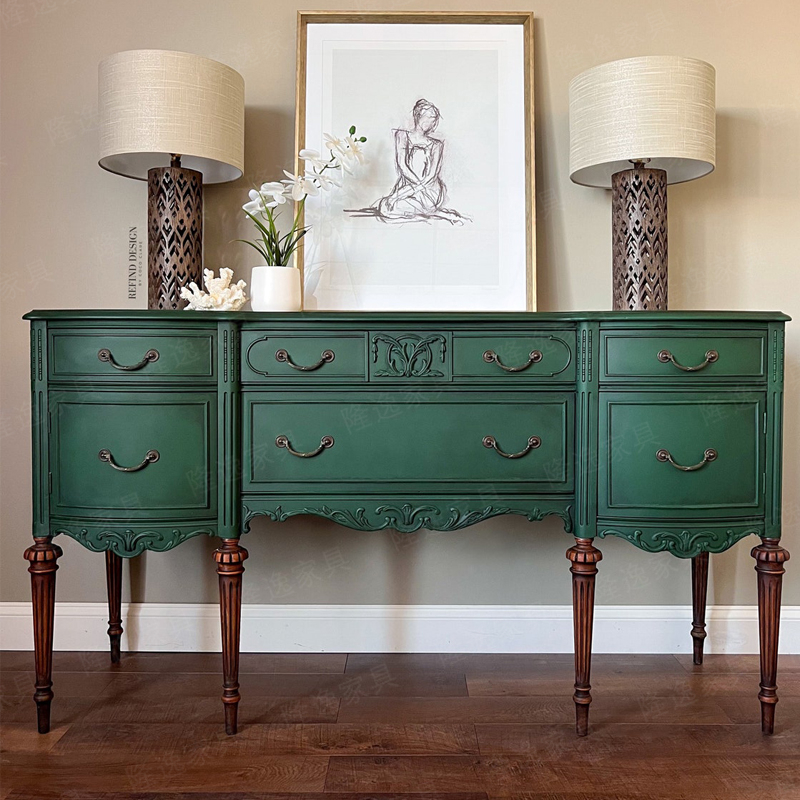 法式实木玄关柜美式复古储物柜新古典入户玄关柜工厂直销可定制