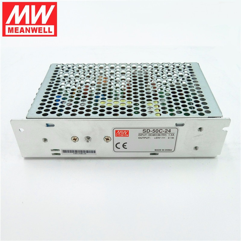 明纬SD-50C-24开关电源50W 台湾MW直流变压DC-DC 36~72V变24V2.1A