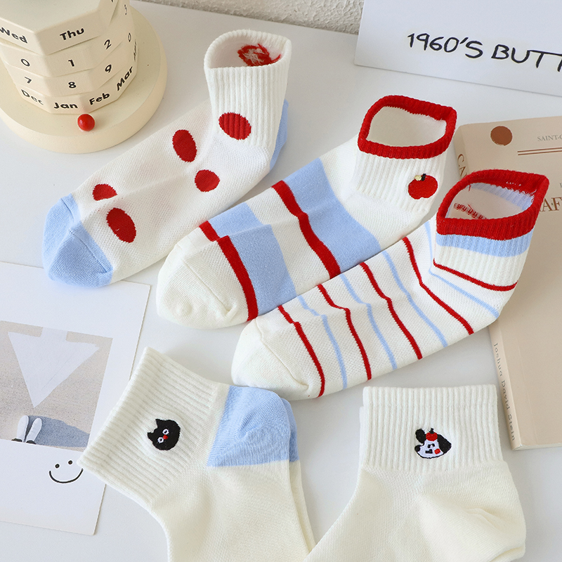 可爱网面薄款短袜白色