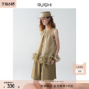 RUISHI芮时 桑蚕丝混纺肌理轻盈荷叶边无袖 衬衫 上衣女 荷风絮语
