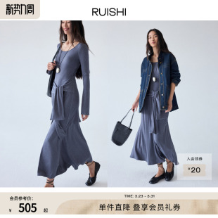 风莫代尔圆领针织假两件显瘦连衣裙女秋 fit RUISHI芮时 clean