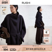 一粒扣羊驼毛立领外套双面尼大衣女冬季 RUISHI芮时 落日大道