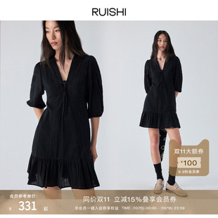 Chic风V领短款 Boudoir RUISHI芮时 温柔气质连衣裙女秋 限量