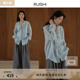 上衣女春季 Aura欧若风荷叶边v领衬衫 赠吊带 RUISHI芮时