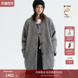 RUISHI芮时“左岸闲坐”羊绒羊毛混纺拉毛燕麦格雷系松弛大衣外套