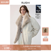 RUISHI芮时 雪狐派克 90白鸭绒可拆卸毛领派克羽绒服外套女冬