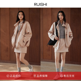 RUISHI芮时 巴恩风花苞时髦立领显瘦宽松上衣休闲外套女春季