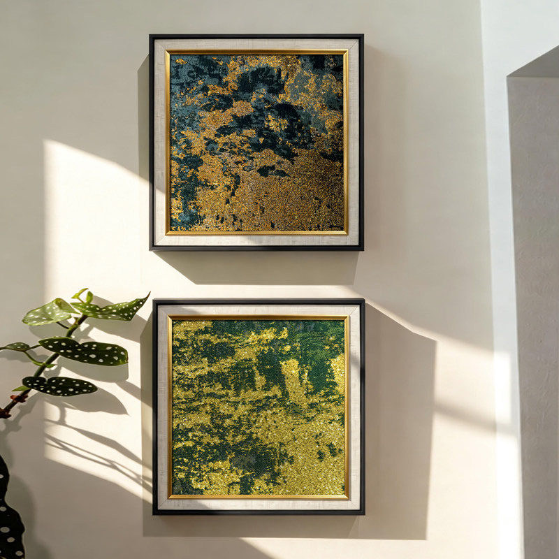 现代简约玄关抽象艺术挂画高级感客厅小众装饰画绿色系酒店壁画
