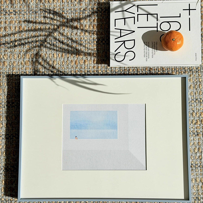 韩系ins风挂画现代简约客厅卧室小众艺术风蓝色装饰画氛围感壁画