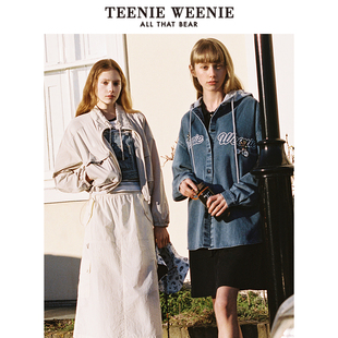 【赠送挎包】TeenieWeenie小熊奥莱女装秋季连帽牛仔外套女