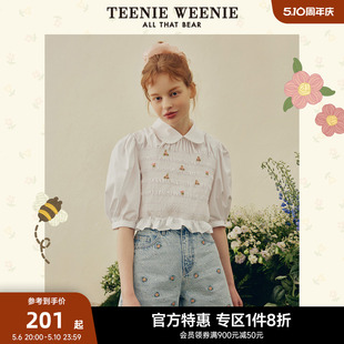 TeenieWeenie小熊奥莱甜美气质娃娃领泡泡袖 女春 衬衫 短袖