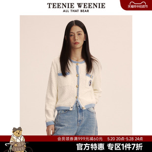 秋冬 毛衣外套针织衫 TeenieWeenie小熊奥莱短款 小香风圆领开衫