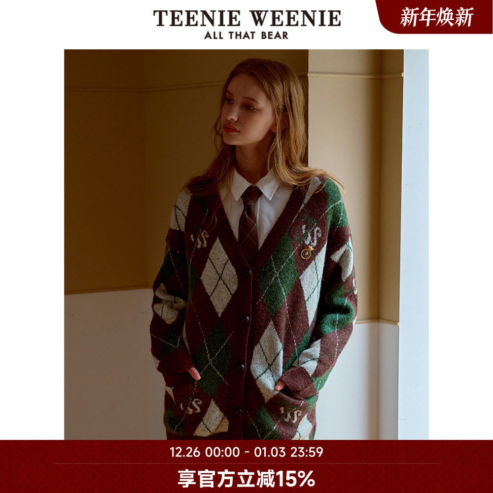 TeenieWeenie小熊奥莱秋季慵懒学院风针织开衫宽松韩版女