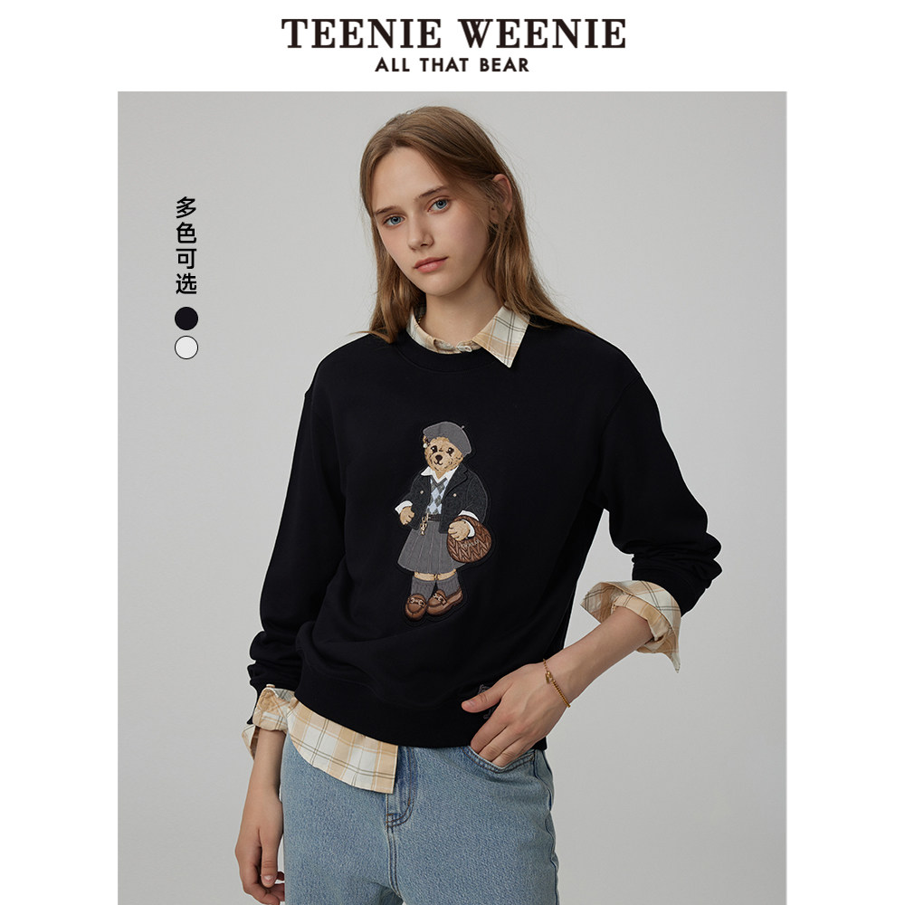 TeenieWeenie小熊奥莱女装冬装圆领套头卫衣学院风短款上