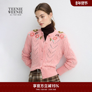 TeenieWeenie小熊奥莱毛针织衫冬季重工花朵绣花毛衣开衫