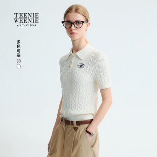 学院风POLO领短袖 新款 毛衣 2025秋季 TeenieWeenie小熊奥莱毛针织衫