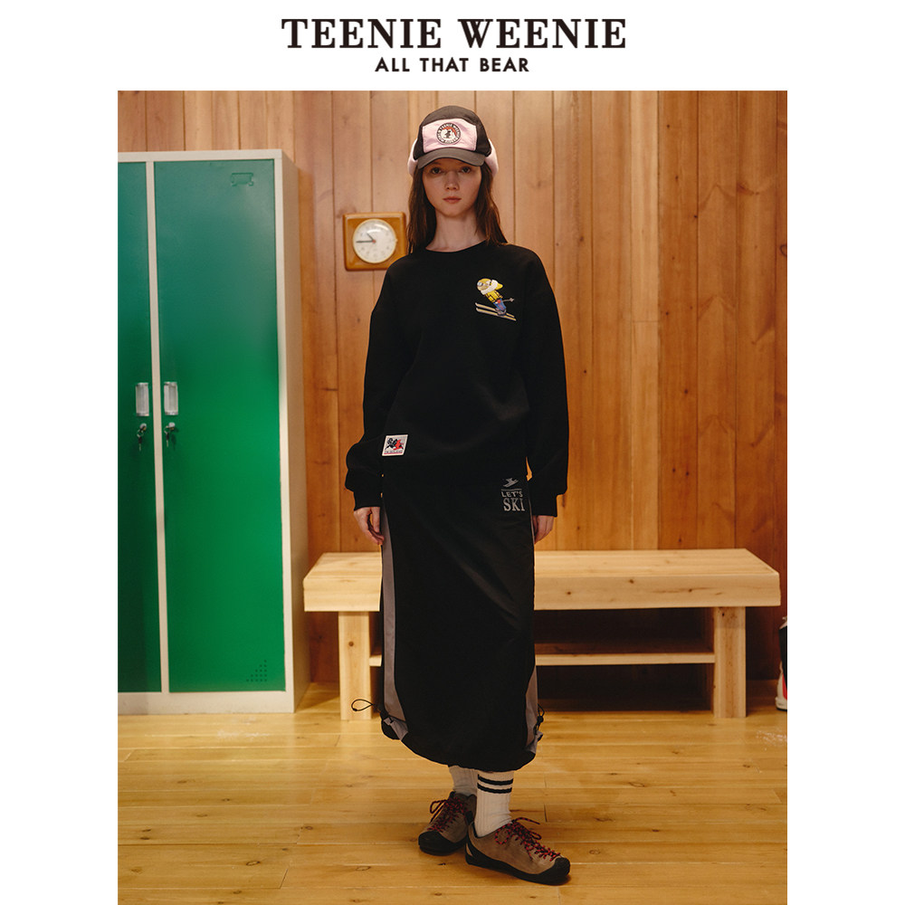 TeenieWeenie小熊奥莱秋季拼接撞色工装裙宽松A字中长裙