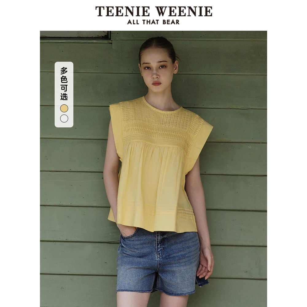 TeenieWeenie小熊奥莱女装衬衫2025夏款甜美少女法式度假无袖上衣