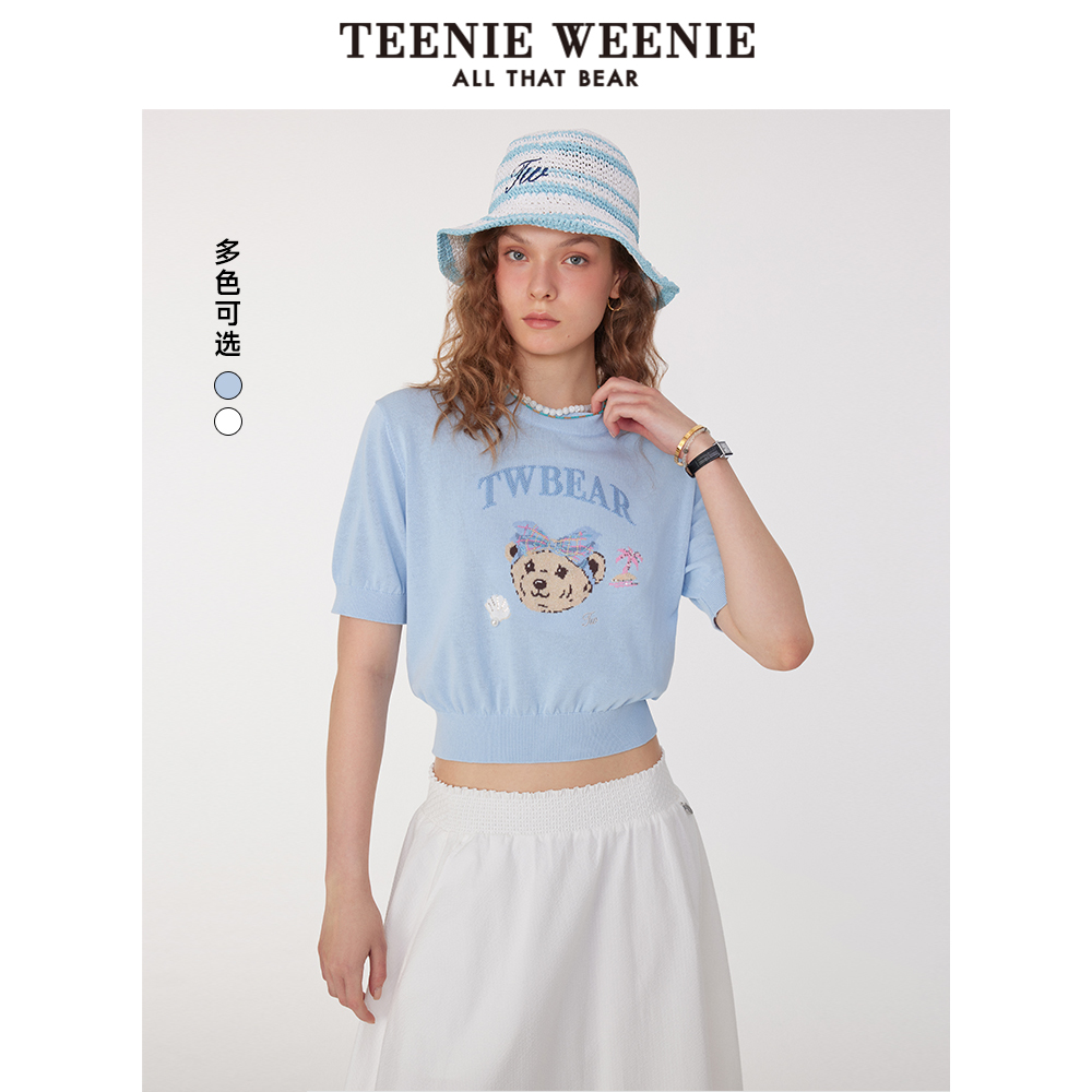 TeenieWeenie小熊针织T恤女装毛衣2025夏季新款轻薄