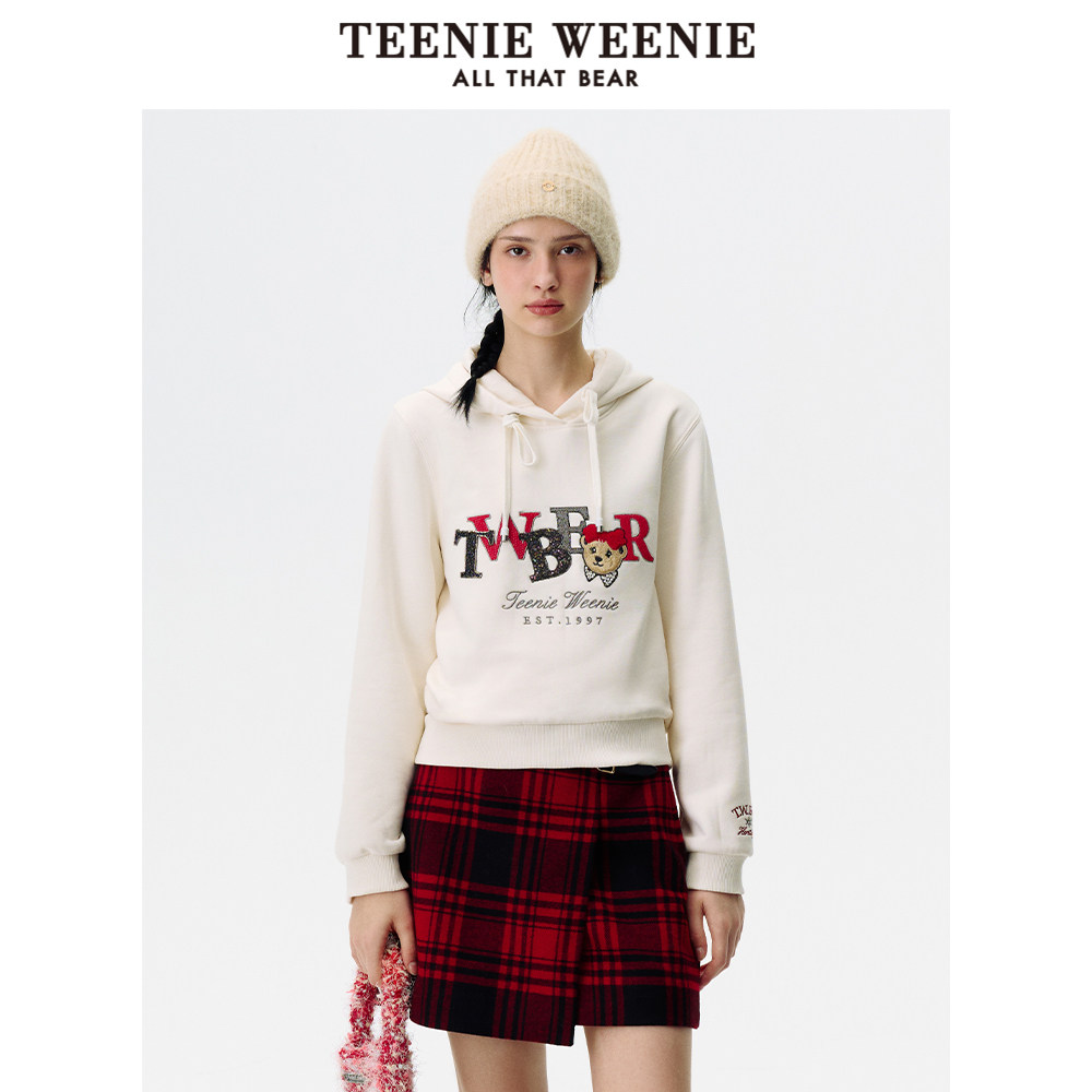 TeenieWeenie小熊奥莱女装连帽卫衣冬款简约休闲抓绒舒适套头上衣