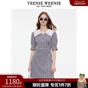 时髦清新甜美娃娃领格纹连衣裙 TeenieWeenie小熊奥莱夏季