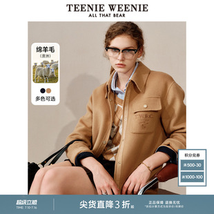 TeenieWeenie小熊奥莱女装冬装澳洲绵羊毛双面毛呢大衣外套