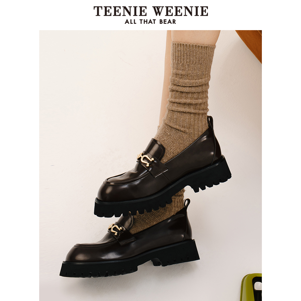 TeenieWeenie小熊奥莱秋季复古学院风牛皮单鞋英伦风小皮鞋女